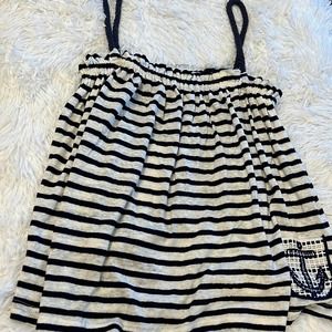 The‎ Korner Striped Crop Tank Top Size S Cotton/Linen Blend